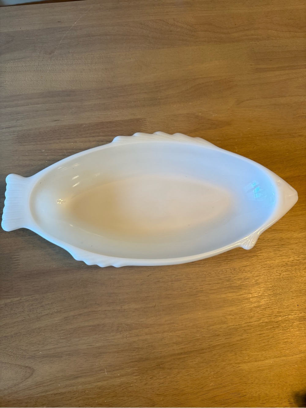 Vintage Glasbake Milk Glass Fish Shaped Bakeware Casserole 18"
